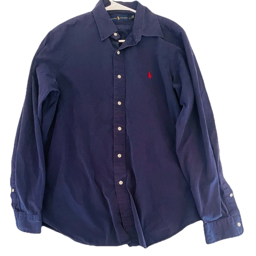 Polo Jeans Co Ralph Lauren Shirt Mens Large Blue Button Up Dress Shirt Y2K L